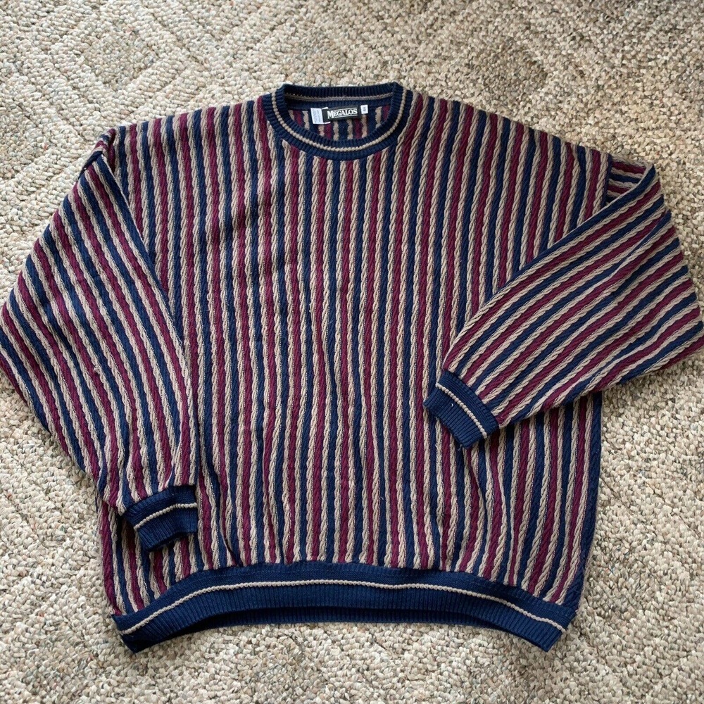 Vintage 1990's MEGALOS knitted oversized urban street sweater mens 4XL See Pics